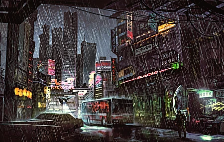 未来主义城市 未来主义 科幻 AI艺术 概念艺术 幻想艺术 扇形艺术 赛博朋克 网络 城市 城市景观 城市 车辆 黑暗 雨 