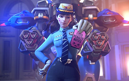  守望先锋 警察 女人 守望先锋 机甲 制服 电子游戏 蓝色 动漫女孩 