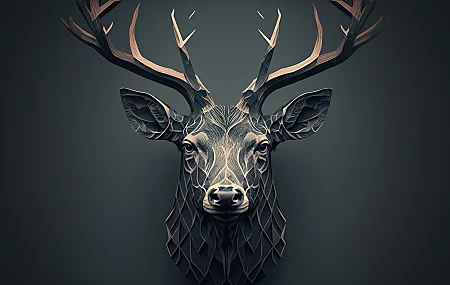 鹿 艺术 AI艺术 简单背景 动物 