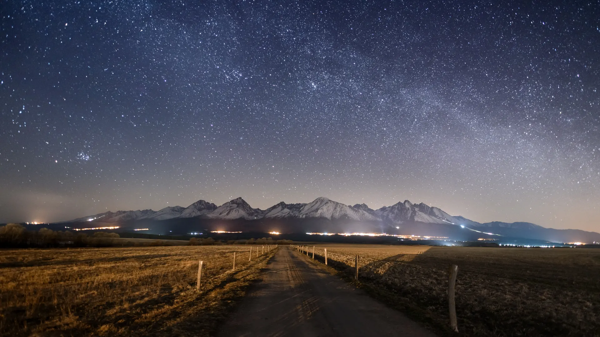 星星 繁星之夜 风景 山脉 夜空 天空 道路 