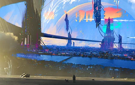 AI艺术 风景 未来主义 星球 加雷 分形 沙漠 城市 未来城市 