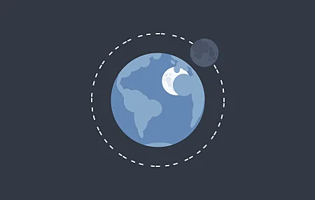 极简主义，艺术品，简单背景，地球，月亮，新月，轨道，大陆，数字艺术，空间，蓝色背景，南美，电脑壁纸，4K壁纸