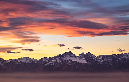 摄影 风景 日落 山脉 自然 云 天空 雪 夕阳辉光 