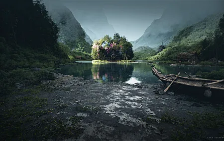 自然 风景 AI艺术 环境 森林 虚幻引擎 水印 