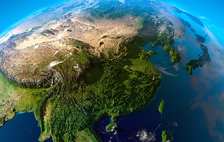 地图 亚洲 地球 鸟瞰 地形 AI艺术 