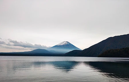 富士山，雪峰，湖，电脑壁纸，4K壁纸