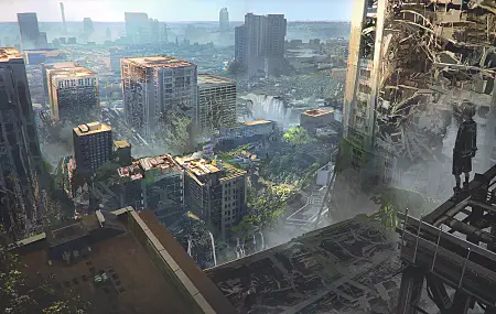 ：尼尔：机械纪元 游戏CG艺术 城市 废墟 尼尔 动漫游戏 游戏CG