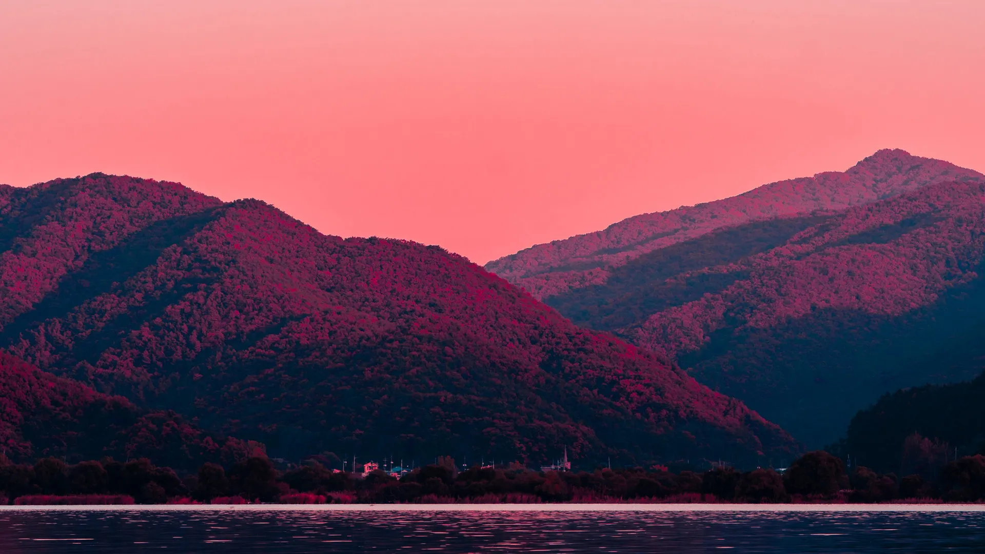 自然 日落 傍晚 山脉 风景 