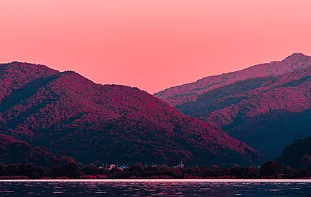 自然 日落 傍晚 山脉 风景 