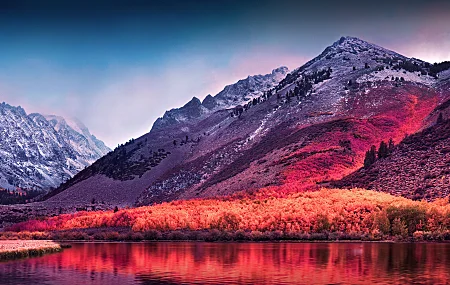 风景 山脉 泻湖 植物 环境 红色 自然 