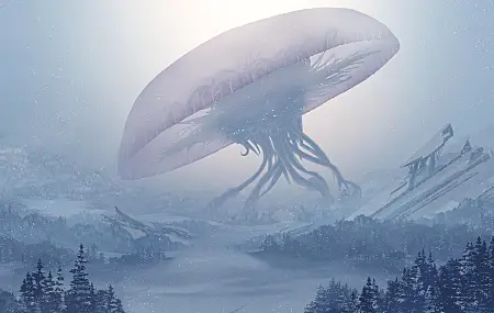 尼克·吉兹巴 冬季 森林 雪 外星人入侵 AI艺术 