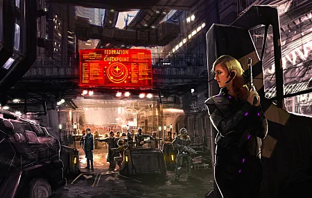 金发 精英：危险 间谍 科幻小说 城市 军事 抑制器 街道 橙色 紫色服装 赛博朋克 