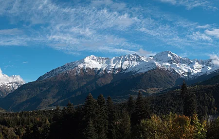 自然 风景 山脉 雪峰 云 天空 雪 树 