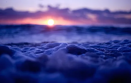 日落 水 大海 海浪 气泡 倾斜 自然 风景 云 景深 