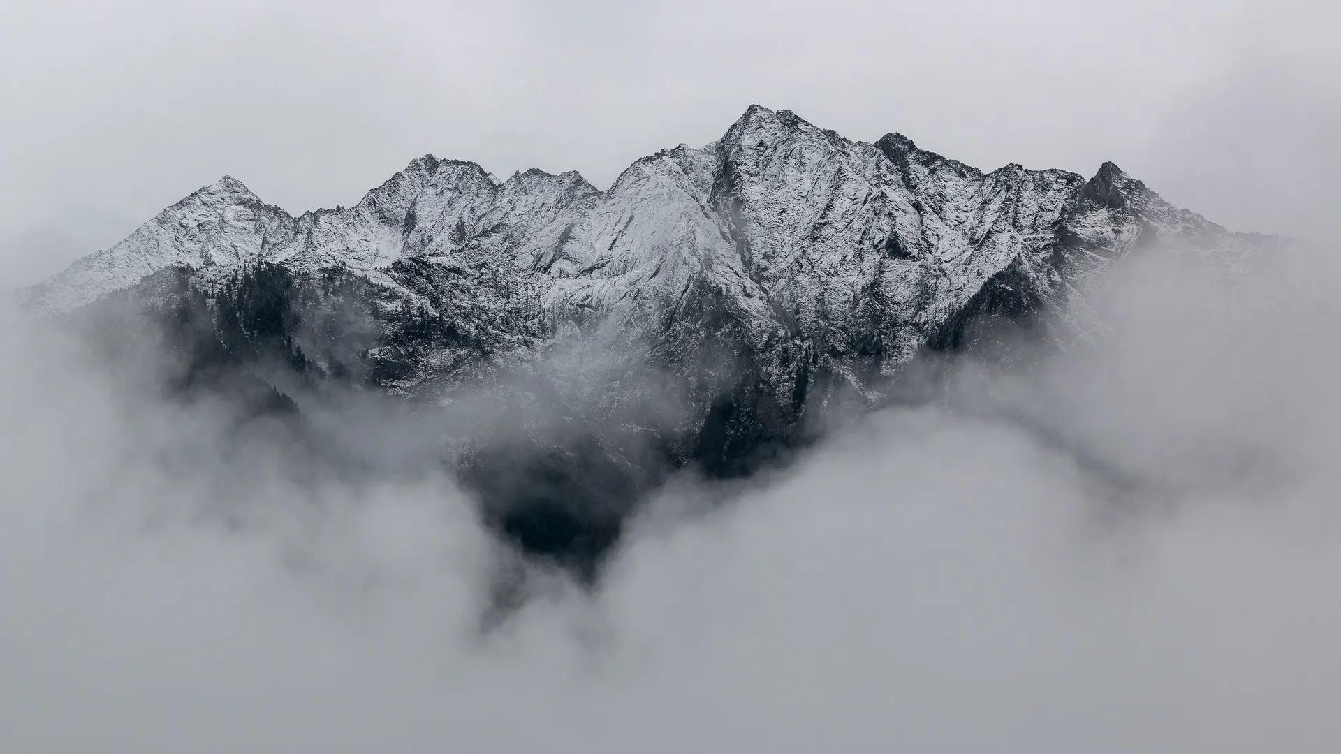 山 雪 云 单色 风景 自然 雪峰 