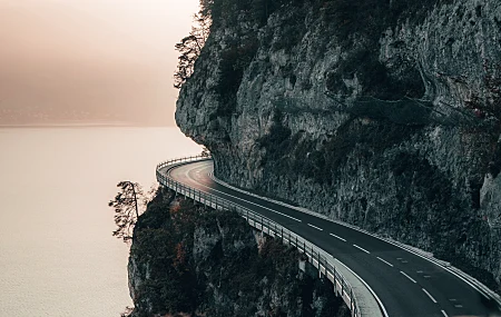 风景 自然 道路 山脉 悬崖 海洋 瑞士  电脑壁纸 4K壁纸