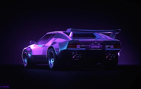 AI艺术 插图 紫色 紫色 汽车 炫酷超跑原型