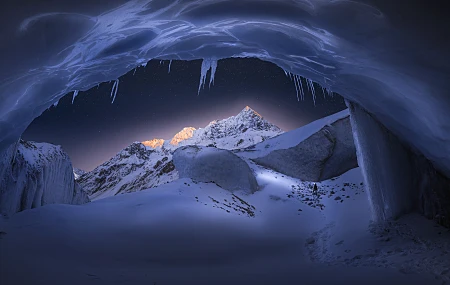 雪峰 西藏 风景 山脉 山口 自然 洞穴 雪 冰 冰柱 