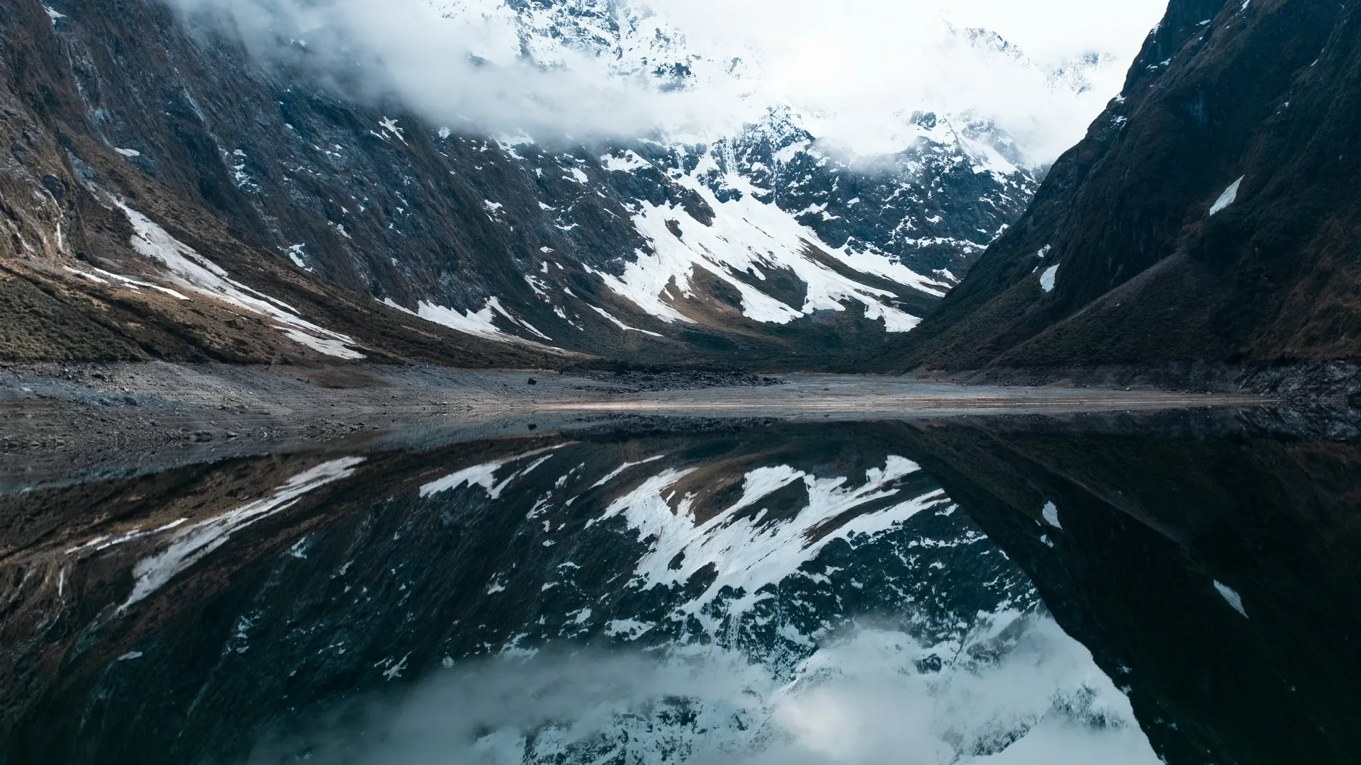 风景 湖泊 山脉 云 反射 雪 