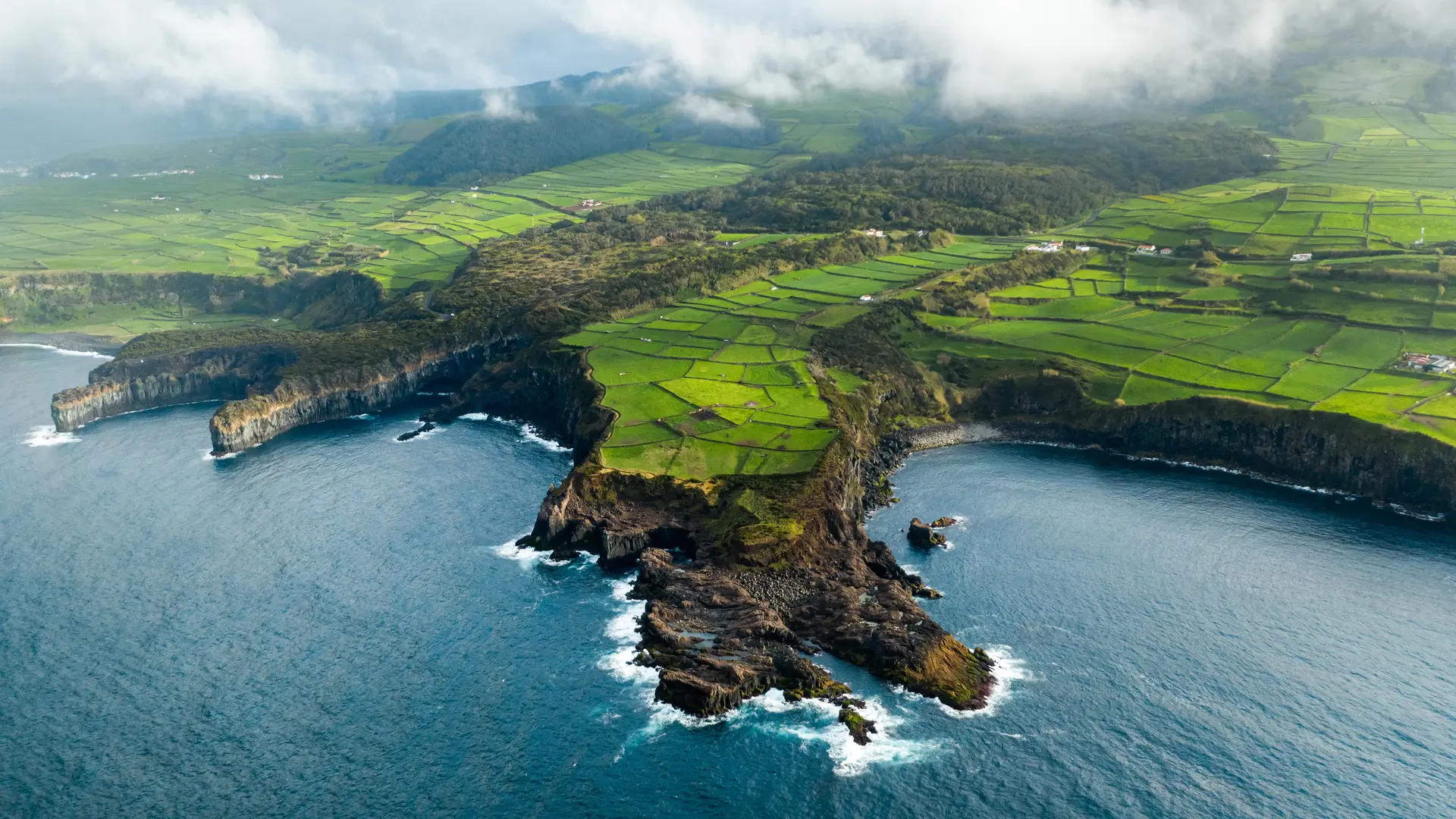 亚速尔群岛 海岸 鸟瞰 野外 