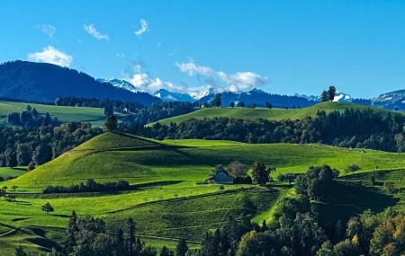 风景 自然 山脉 丘陵 树木 云