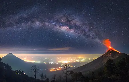 火山喷发 危地马拉 银河系 风景 