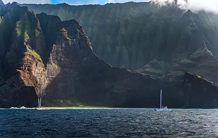  海岸 纳帕利 双体船 夏威夷 海岸线 国家公园 