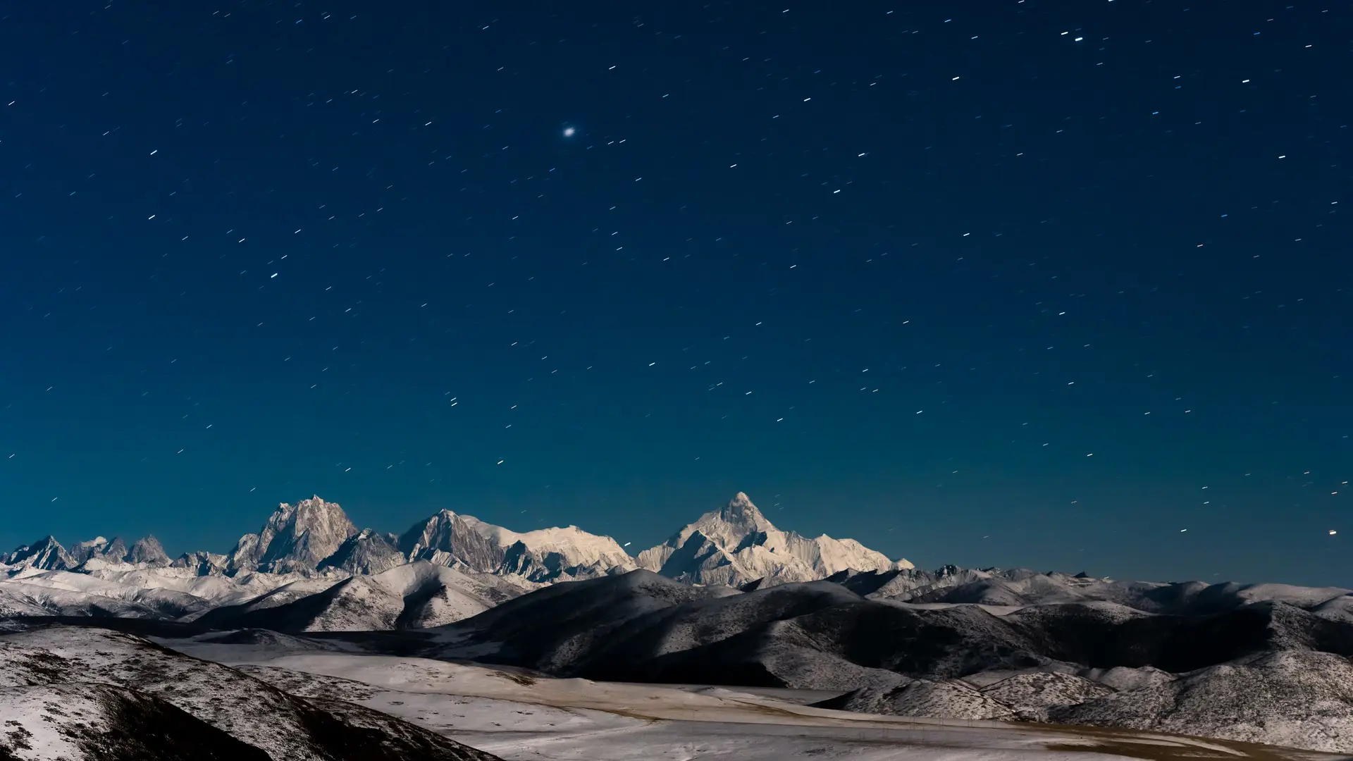 风景 星星 雪 山脉 繁星之夜 自然 