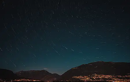 风景 城市灯光 繁星之夜 夜晚 山脉 自然 