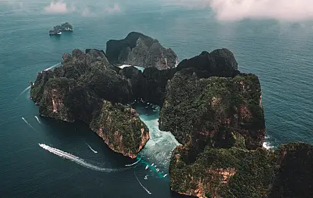 鸟瞰 岛屿 云 自然 