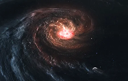 科幻 太空 太阳  恒星 伽利 红色 橙色 蓝色 黑色 黑洞  电脑壁纸 4K壁纸