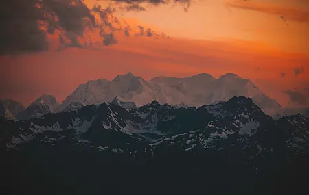 风景 自然 日落 山 云 雪山  电脑壁纸 4K壁纸