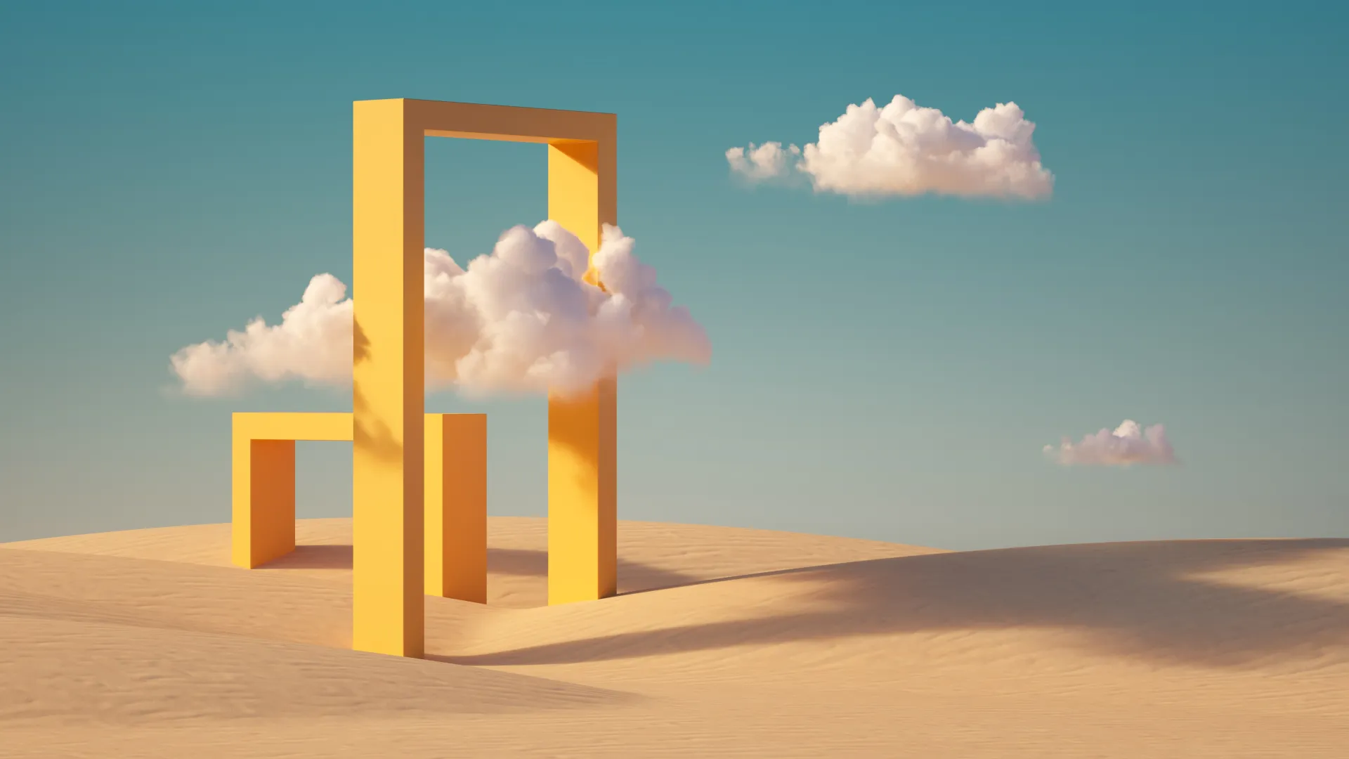  图稿 天空 云 风景 抽象 几何 黄色 沙漠 沙子 沙丘  电脑壁纸 4K壁纸