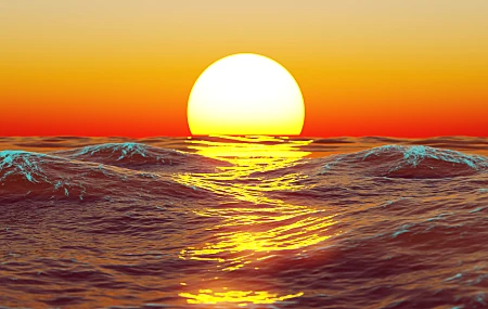 自然 水 海景 眩光 阳光 橙色  电脑壁纸 4K壁纸