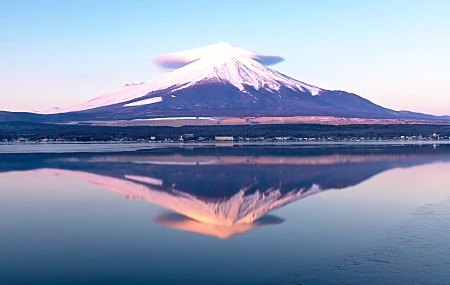 富士山 湖 云  电脑壁纸 4K壁纸