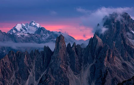 自然 山脉 风景 岩石 雪山 雪峰 山脉  电脑壁纸 4K壁纸