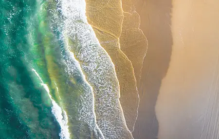 风景 鸟瞰 大海 海浪 海滩 电脑壁纸 4K壁纸