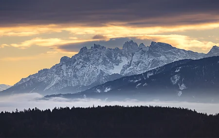 摄影 风景 日落 山 雪 云 自然 森林 天空 电脑壁纸 4K壁纸