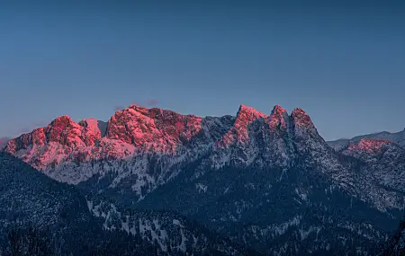 自然 风景 山脉 冬天 悬崖 日落 电脑壁纸 4K壁纸