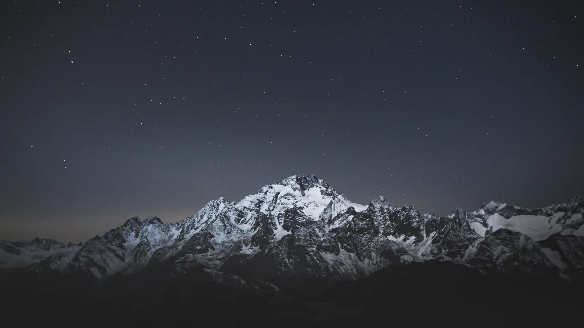 风景 山脉 自然 夜晚 星星 雪帽  电脑壁纸 4K壁纸