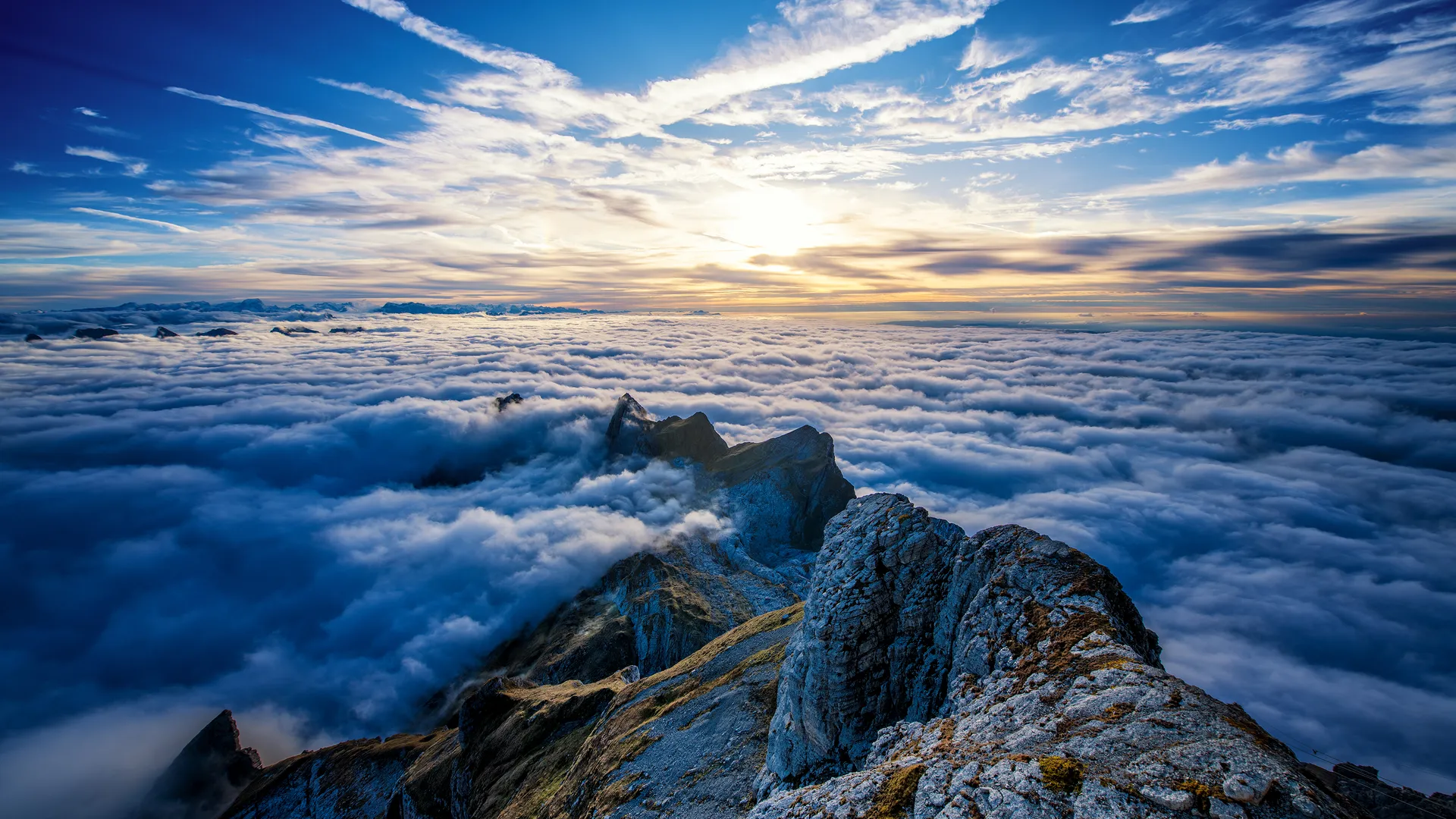  风景 云 山 天空 自然 岩石 阳光 瑞士 电脑壁纸 4K壁纸