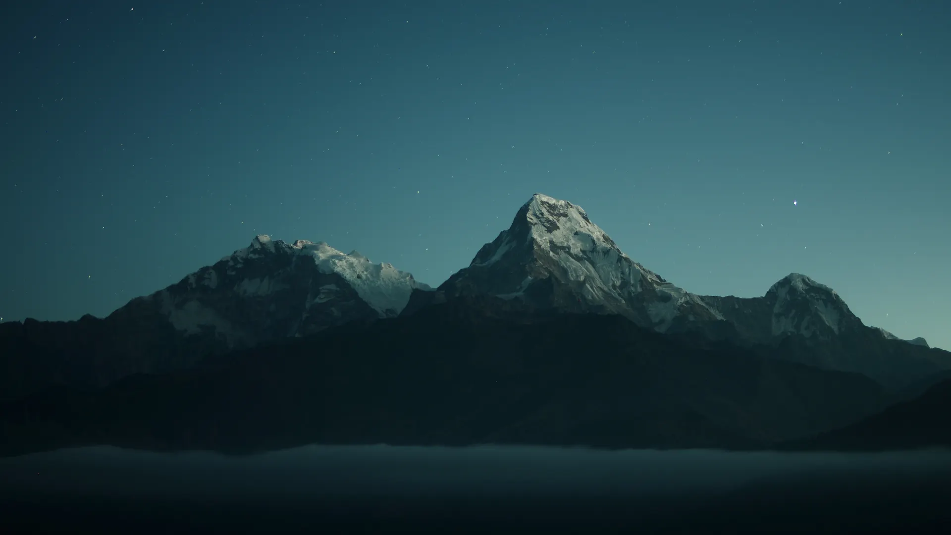 自然 风景 黑暗 天空 山脉 雪峰 星星 雪山  电脑壁纸 4K壁纸