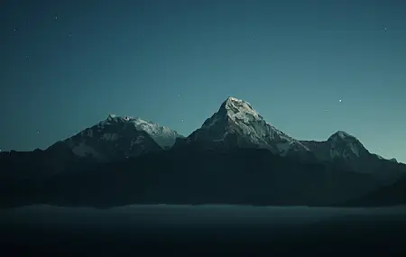 自然 风景 黑暗 天空 山脉 雪峰 星星 雪山  电脑壁纸 4K壁纸