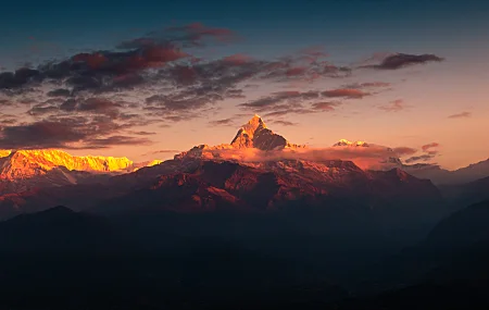 自然 景观 山 阳光 云 喜马拉雅山 尼泊尔 日出  电脑壁纸 4K壁纸