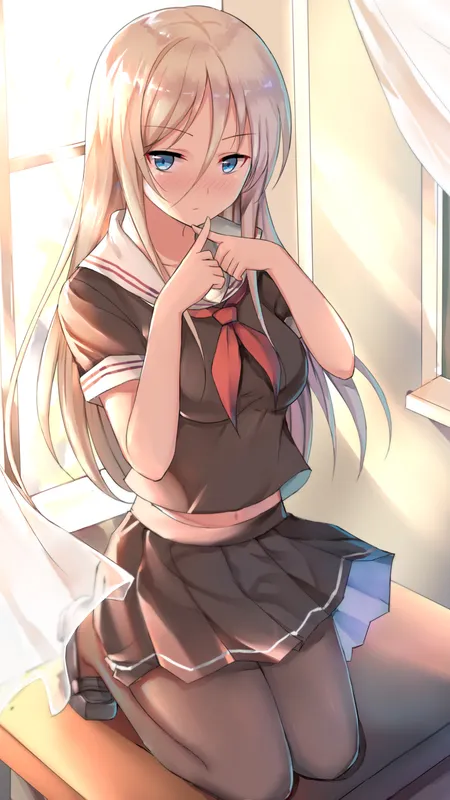 女学生 金发 蓝眼睛 动漫 动漫女孩 蔚蓝巷 蔚蓝巷 校服 连裤袜 