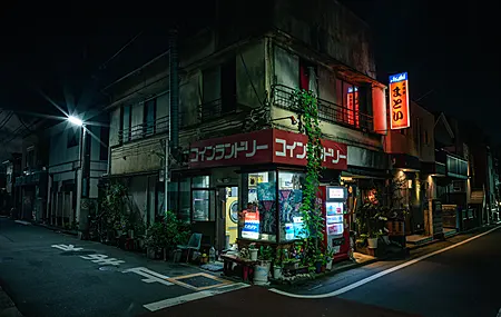 城市 假名 街道 夜 店面   电脑壁纸 4K壁纸