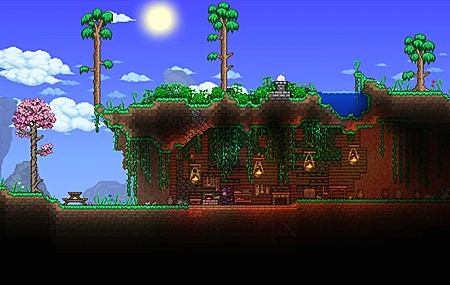 Terraria 艺术 天空 云 树 草 4K壁纸