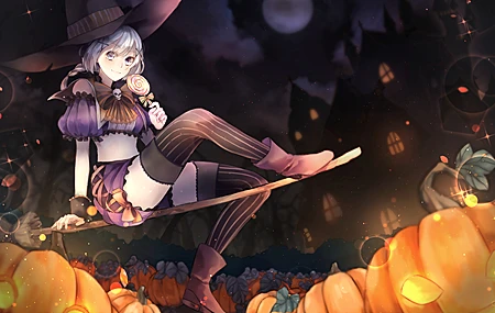 蓝眼睛 万圣节 动漫 女孩 4K壁纸