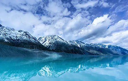 雪 冬天 湖 青色 风景 4K壁纸