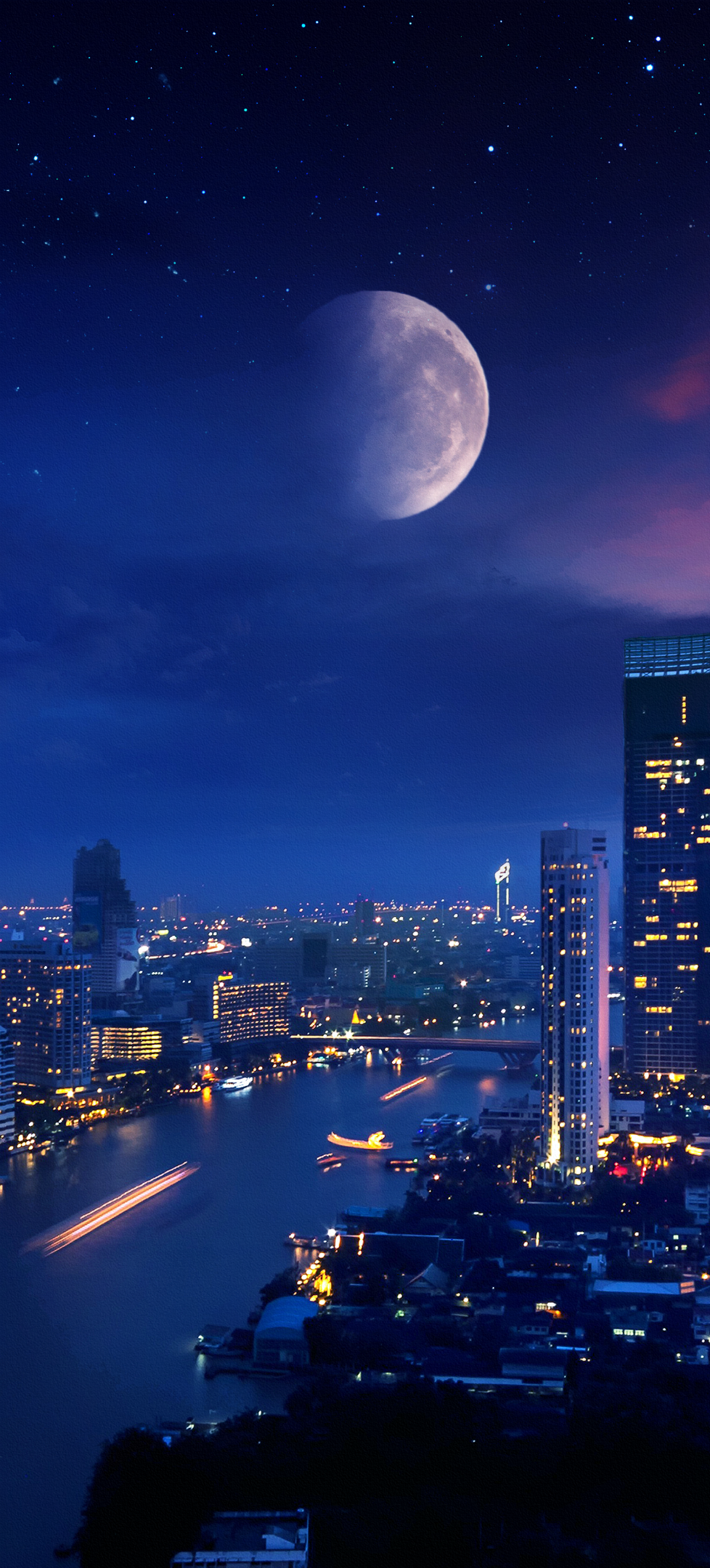 风景 城市 景观 月亮 灯光 AI艺术 夜晚 建筑 4K壁纸_壁纸下载 - 壁纸汇